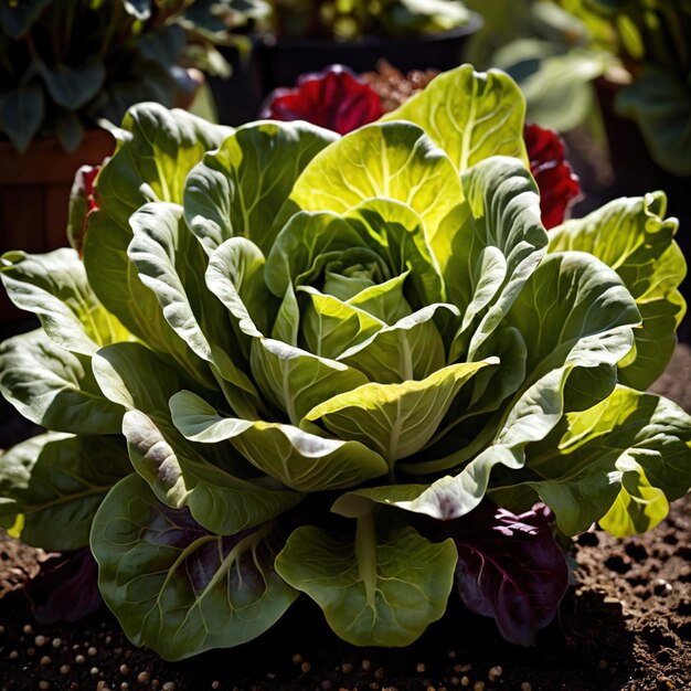 Photo lettuce fresh raw organic vegetable