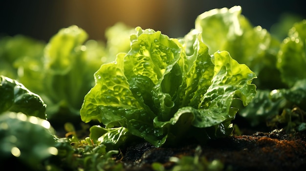 Lettuce on green