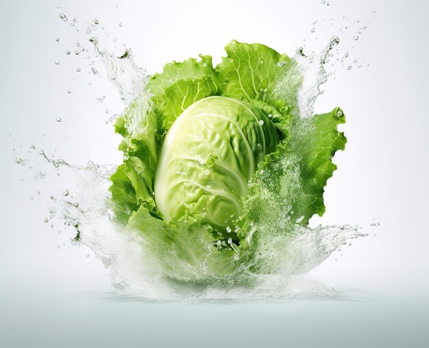 Lettuce with watersplash isolated on background