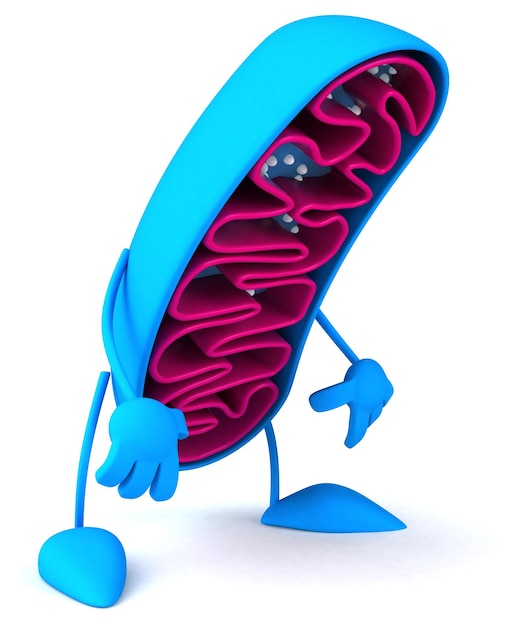 Leuk 3D cartoon mitochondria karakter