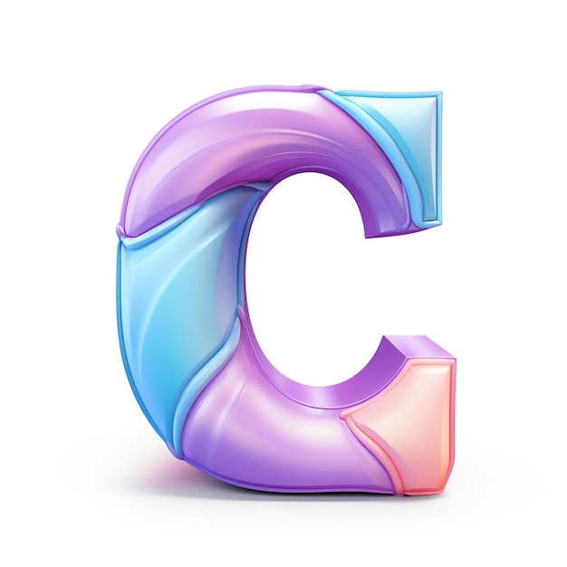 Leuk 3D-ontwerp van de letter C op witte achtergrond