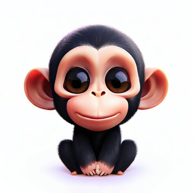 Leuk 3D-personage van de chimpansee.