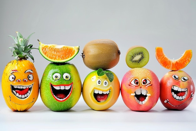 Foto leuk assortiment grappige fruit personages