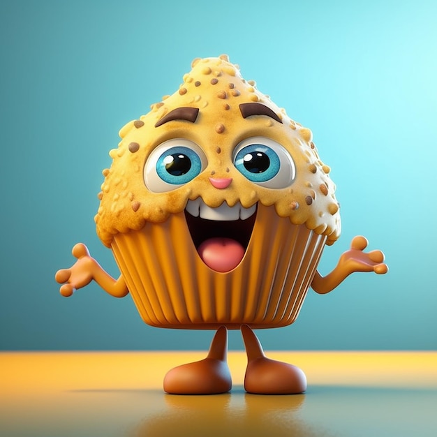 Leuk Cartoon Muffin Karakter 3D