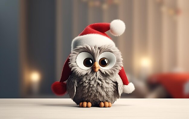 Leuk en grappig dier met kerstman kostuum Kerstdier achtergrond met kopieerruimte