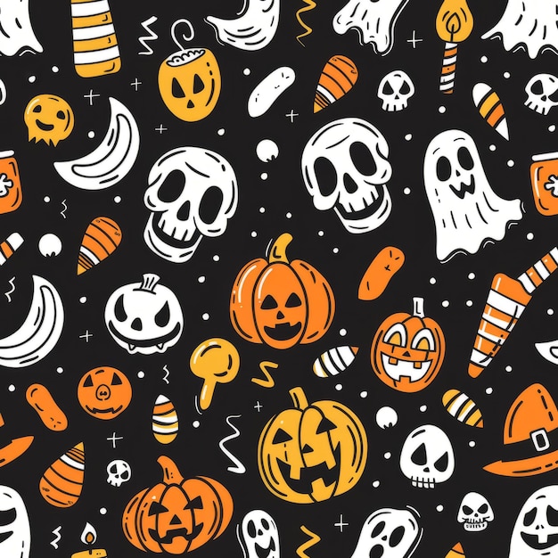 Leuk Halloween cartoon personage naadloos patroon met geesten perfect voor feest behang achtergrond