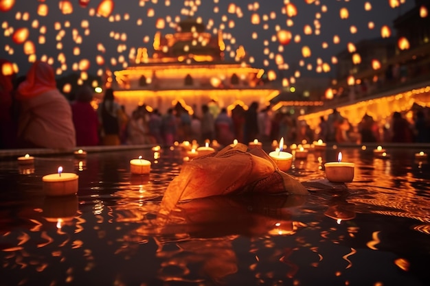 Leuk Indiaas meisje met diya's of olielampen voor de Diwali-viering.