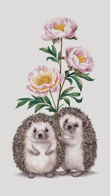 Leuk kattenpaar met een mooie bloem.