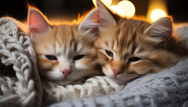 Foto leuk kitten en baby zitten te staren speels charmant aanhankelijk gegenereerd door ai