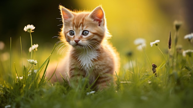 Leuk kitten op het gras.