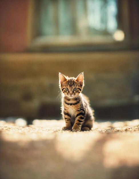 Leuk klein Bengaals kitten zit ai generatief