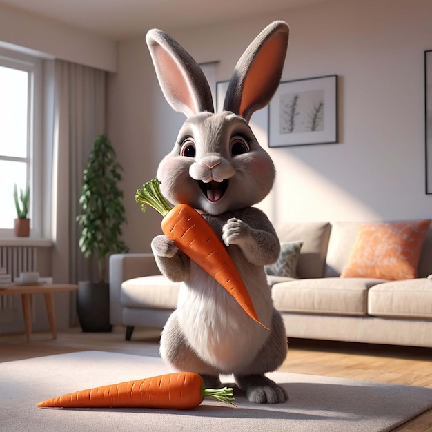 Leuk konijn dat wortel eet.