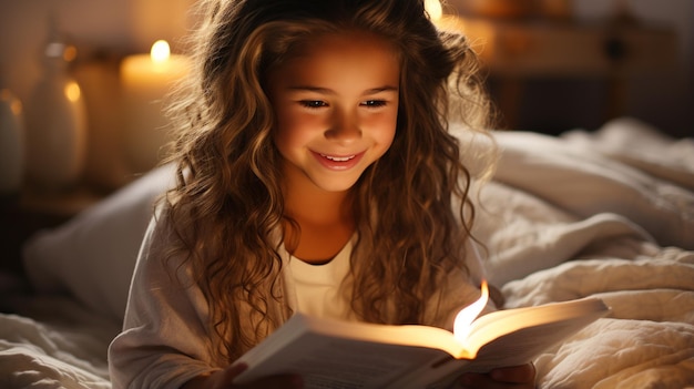 Leuk meisje dat een bijbelboek leest.
