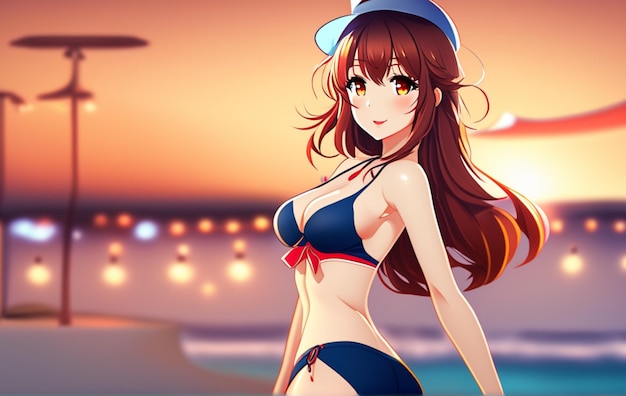 Leuk meisje personage met bikini 3d cg illustratie