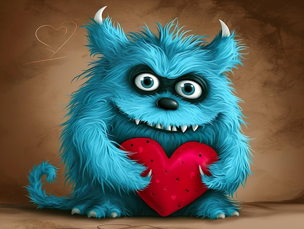 Leuk monster met een hart voor Valentijnsdag.