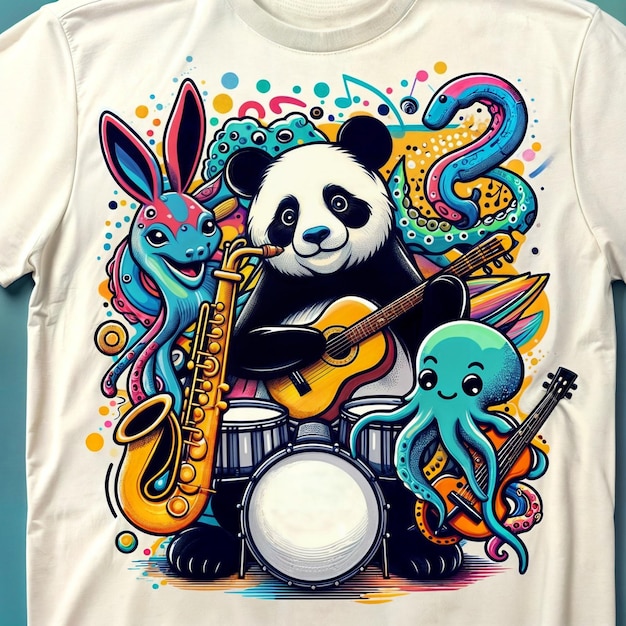 Leuk Panda Band T-shirt ontwerp HD Gratis