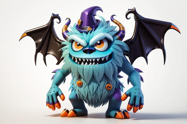 Leuk personage Cartoon Halloween op een witte achtergrond Monster met horens grappige mascotte