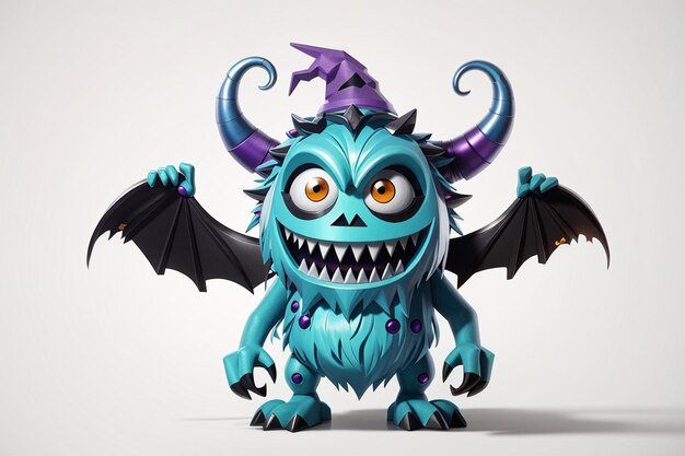 Leuk personage Cartoon Halloween op een witte achtergrond Monster met horens grappige mascotte