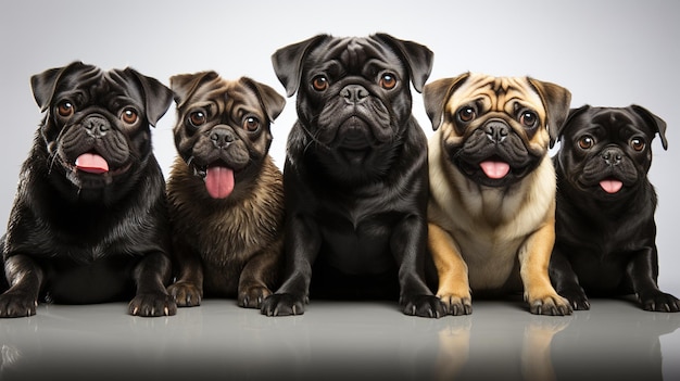 Leuk pug puppy in open haard generatieve ai