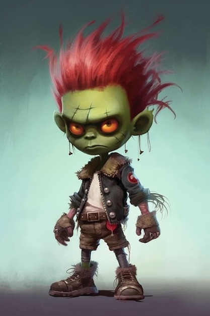 Leuk zombie punk personage.