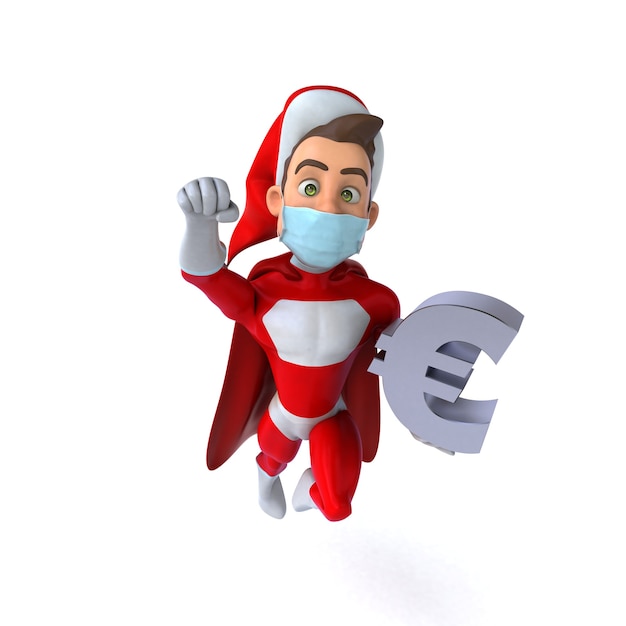 Leuke 3D-afbeelding van een cartoon kerstman met een masker