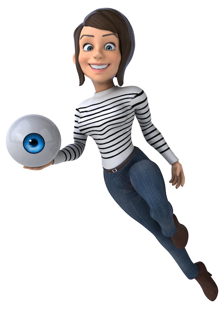 Leuke 3D cartoon casual karakter vrouw