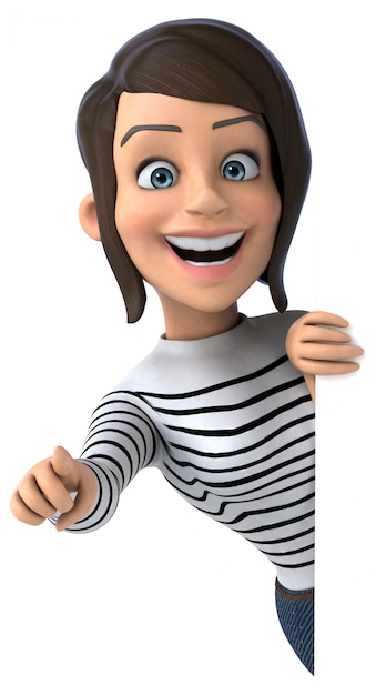 Leuke 3D cartoon casual karakter vrouw