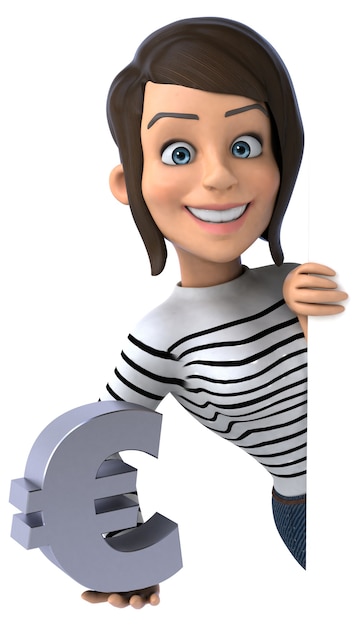 Leuke 3D cartoon casual karakter vrouw