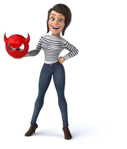 Leuke 3d cartoon casual karakter vrouw