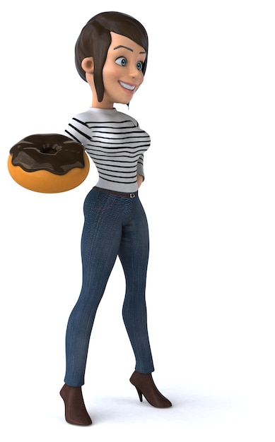 Leuke 3D cartoon casual karakter vrouw