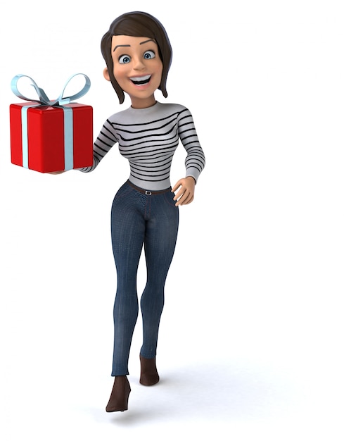 Leuke 3D cartoon casual karakter vrouw