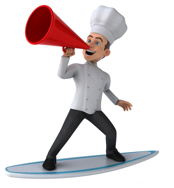 Leuke 3D cartoon chef-kok surfen