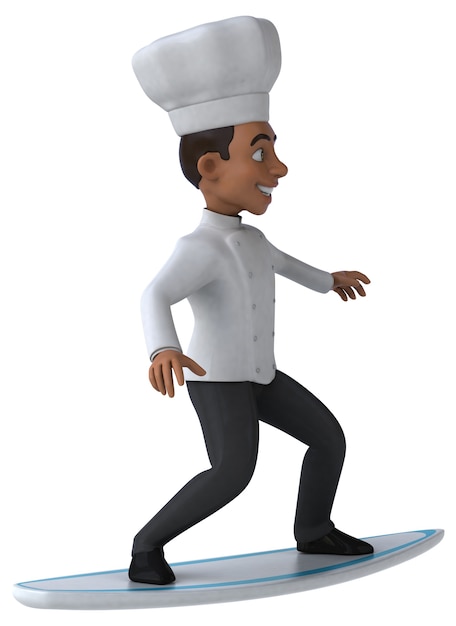 Leuke 3D cartoon chef-kok surfen