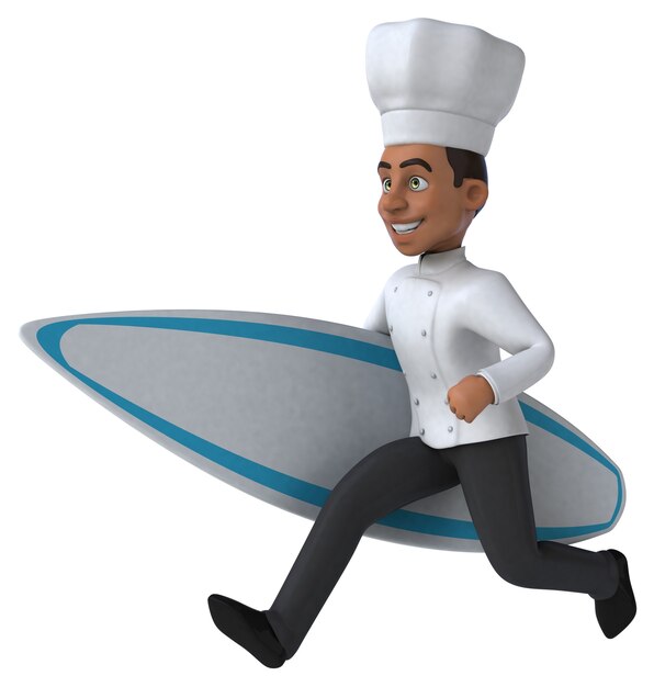 Leuke 3D cartoon chef-kok surfen