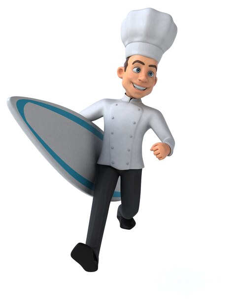 Leuke 3D cartoon chef-kok surfen