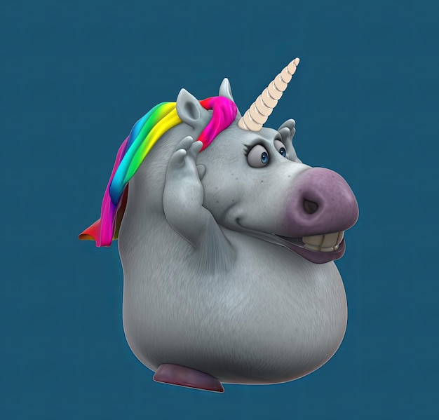 Leuke 3D cartoon eenhoorn die fitness doet