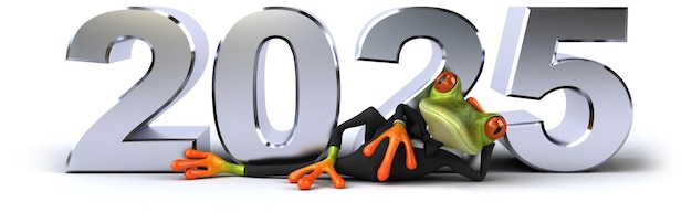 Leuke 3D cartoon groene kikker in 2025