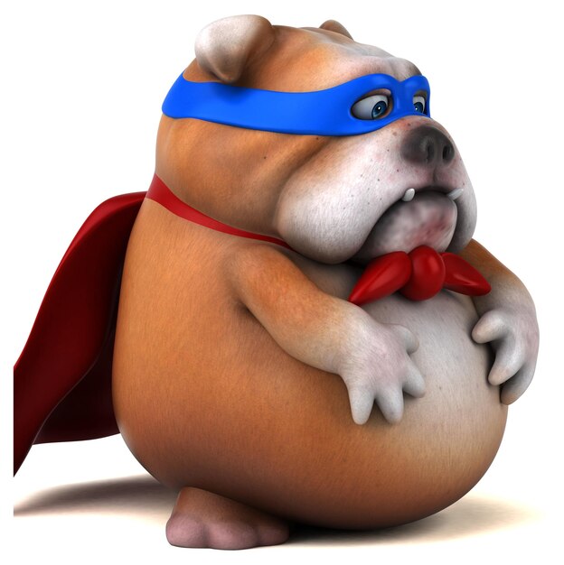 Leuke 3D cartoon illustratie van een hond superheld