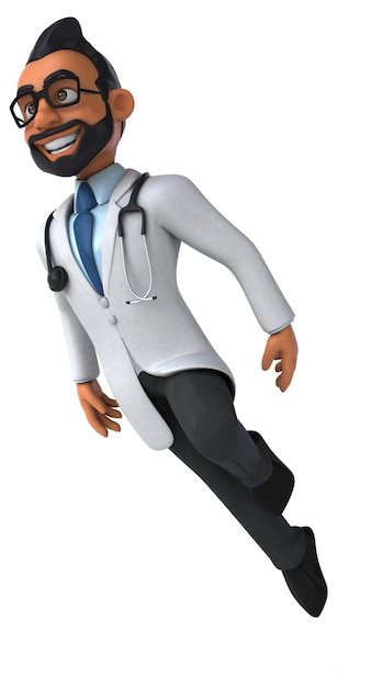 Leuke 3D cartoon illustratie van een Indiase dokter