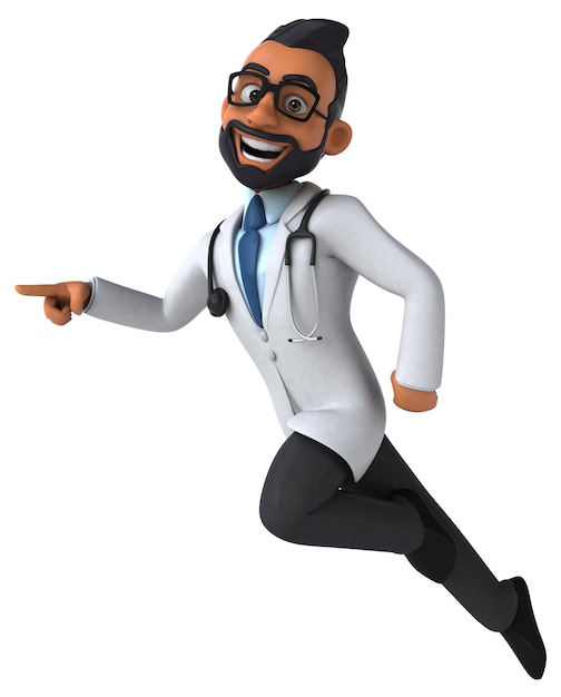 Leuke 3D cartoon illustratie van een Indiase dokter