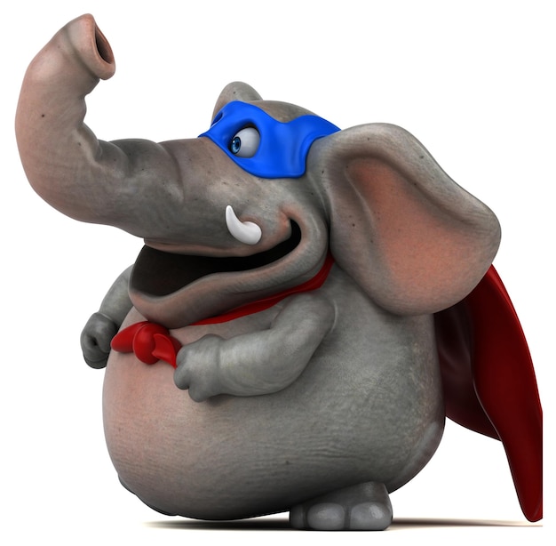 Foto leuke 3d cartoon illustratie van een olifant superheld