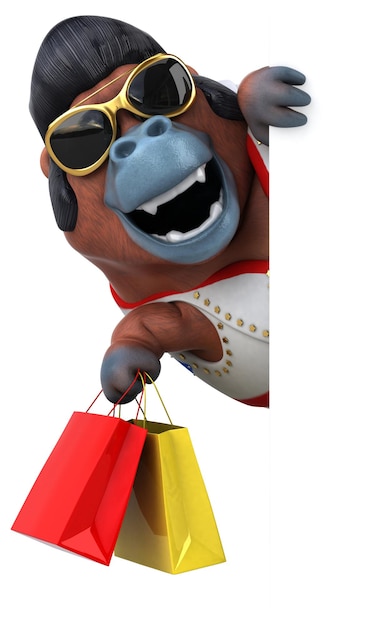 Leuke 3D cartoon illustratie van een Orang Outan rocker