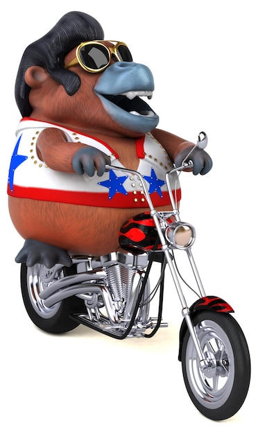 Leuke 3D cartoon illustratie van een Orang Outan rocker