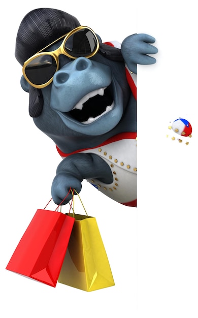 Leuke 3D cartoon illustratie van een rocker gorilla