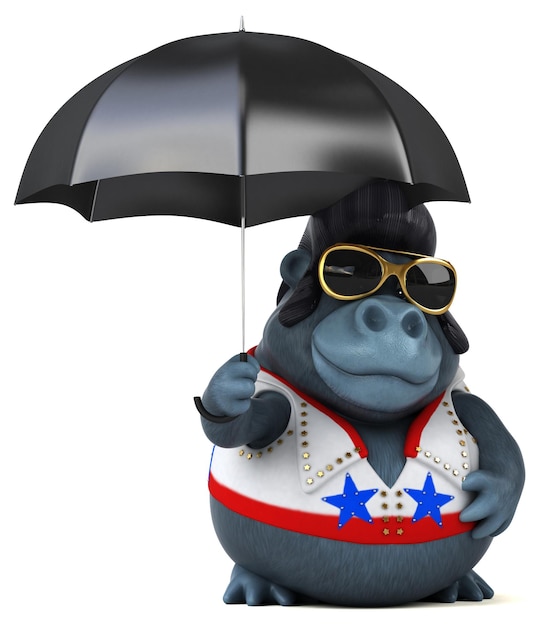 Leuke 3D cartoon illustratie van een rocker gorilla