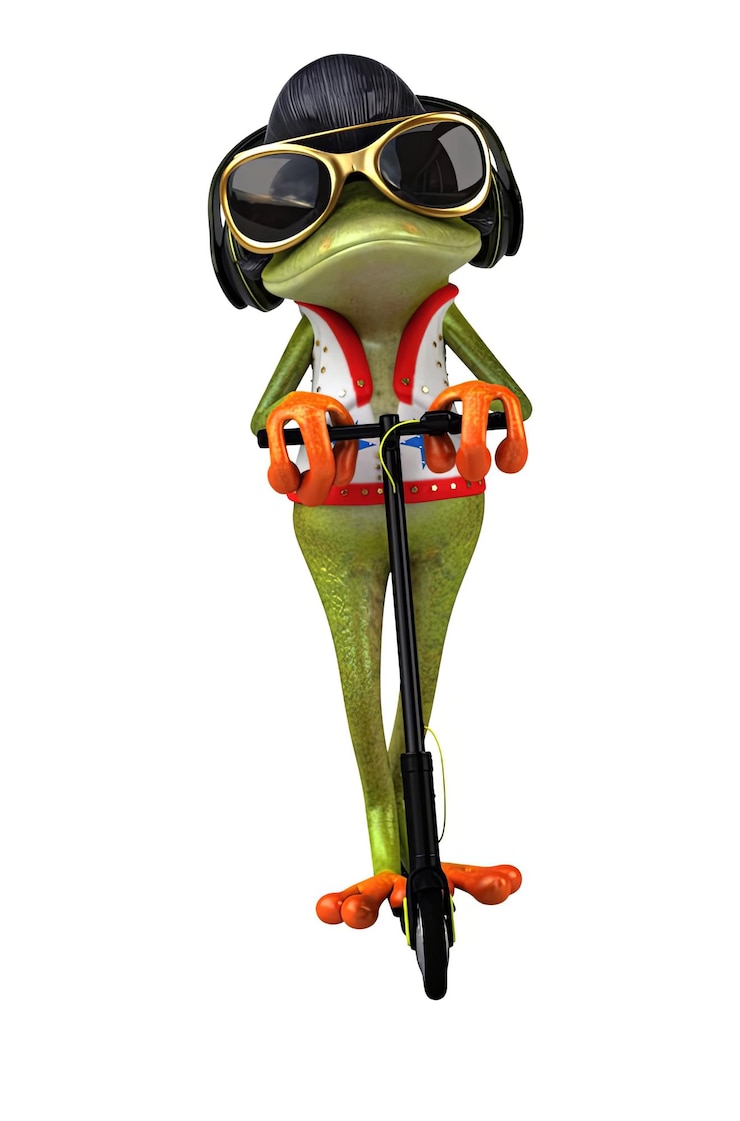 Foto leuke 3d cartoon illustratie van een rocker kikkers