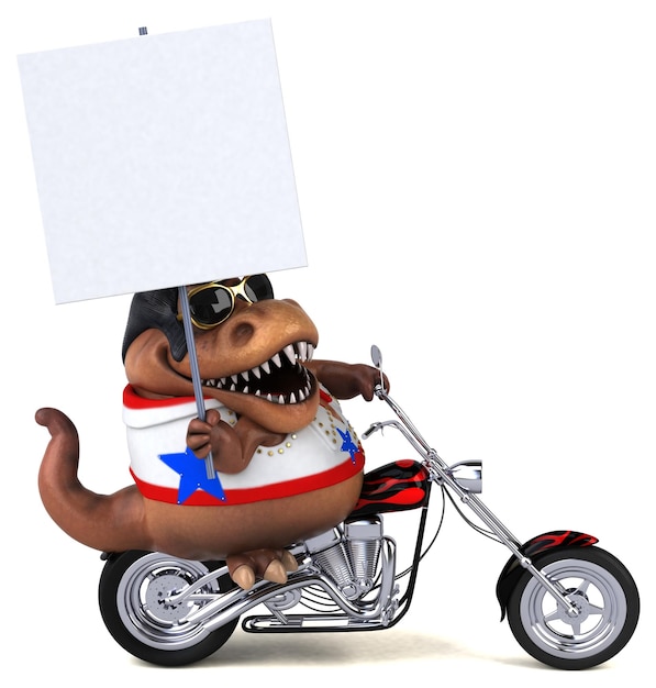 Leuke 3d cartoon illustratie van een trex rocker