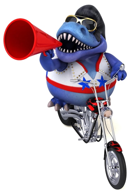 Leuke 3d cartoon illustratie van een trex rocker