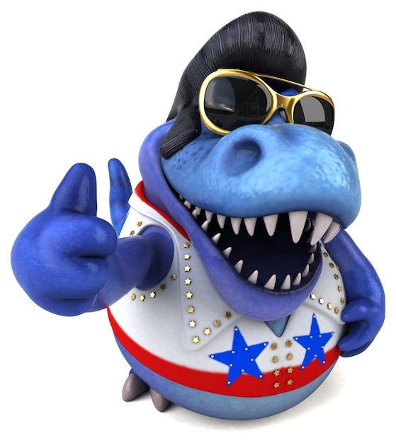 Foto leuke 3d cartoon illustratie van een trex rocker