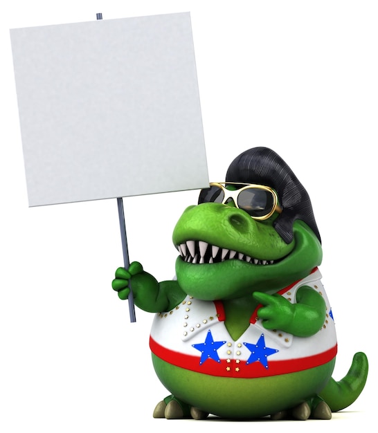 Leuke 3D cartoon illustratie van een Trex rocker